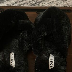 Torrid Black Fuzzy Slippers